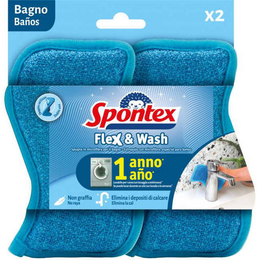 Spontex Spugna Abrasiva E Multiuso In Microfibra Flex&Wash 