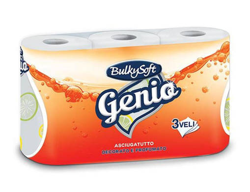 Bulkysoft Genio Asciugatutto 3 Rotoli 3 Veli Decorato e Profumato
