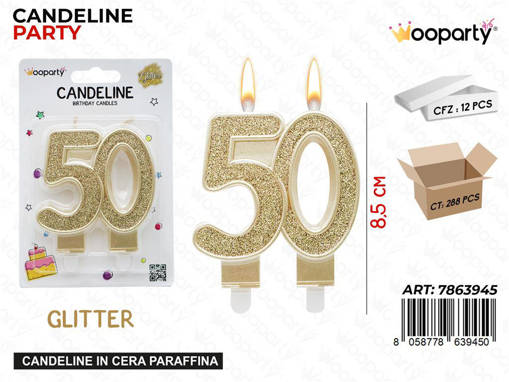 Wooparty Wooparty Candeline Oro N.50 8.5Cm