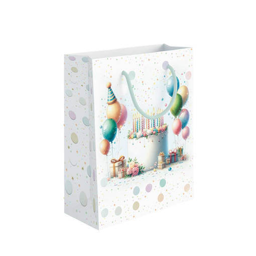 Marpimar - Shopper Palloncini E Torta Bianca Formato Grande PLF01