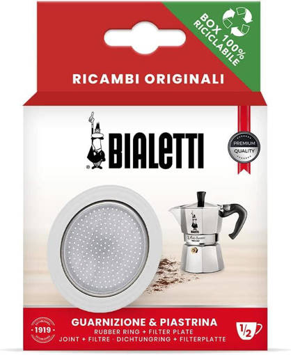 Bialetti Ricambio 3 Guarnizioni + 1 Piastrina, Mokina 1/2 Tazza