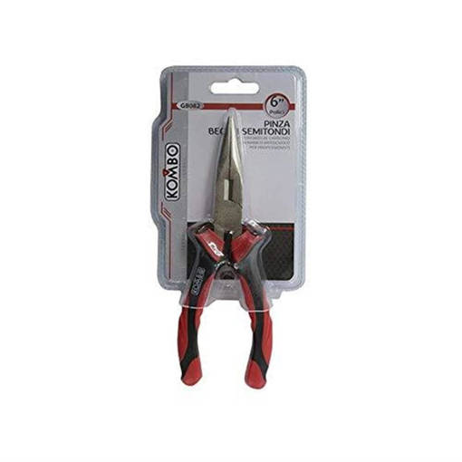 Kombo Pinza A Becchi Mezzotondi Dritti Dim.160Mm In Acciaio Forgiato A Caldo, Manico  Ergonomico E Antiscivolo, Finitura Sabbiata