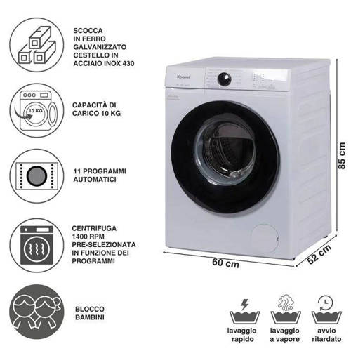 Kooper Lavatrice 10Kg Slim Bianca Classe A 1400Rpm