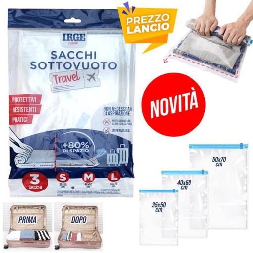 Irge SET 3 SACCHI SOTTOVUOTO TRAVEL
