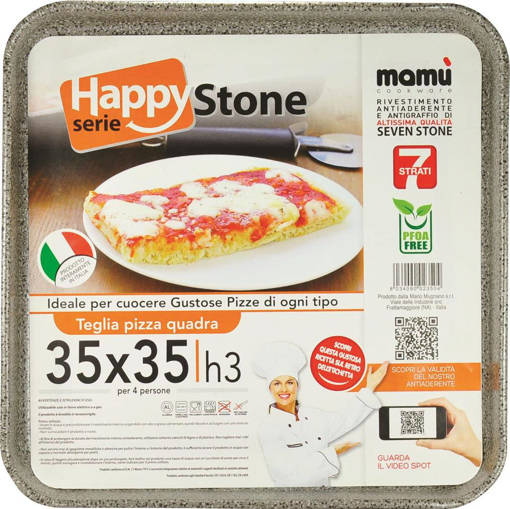 Happy Stone Teglia Pizza Quadra Bassa 35x35 H3