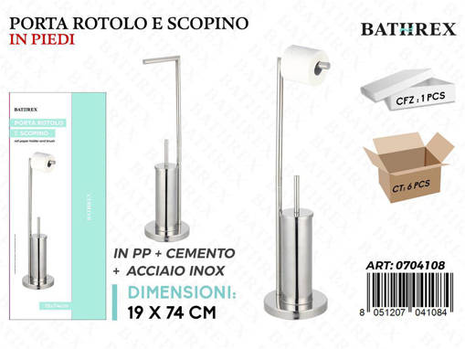 Bathrex Portarotolo E Scopino Inox 19X74Cm