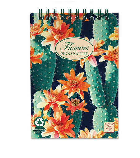 PIGNA - NATURE FLOWERS - 0222170_5M BLOCCO A6 SPIRALATO CARTA RICICLATA 50 FF 80 GR 5M