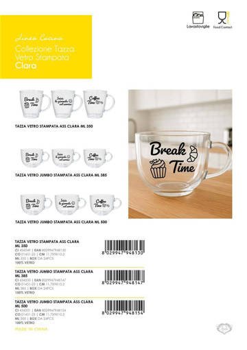 Tazza Vetro Stamp Clara 385 Ml Ass