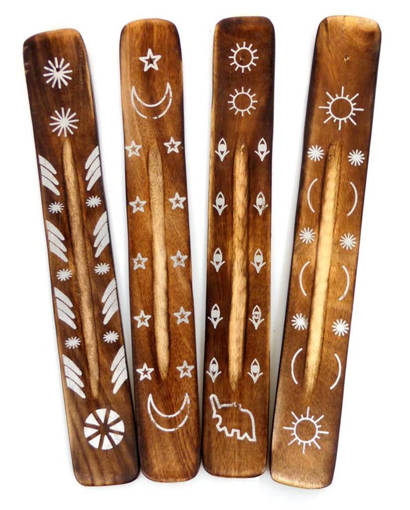 Irge porta incenso legno argento,1 pezzo, fantasie assortite