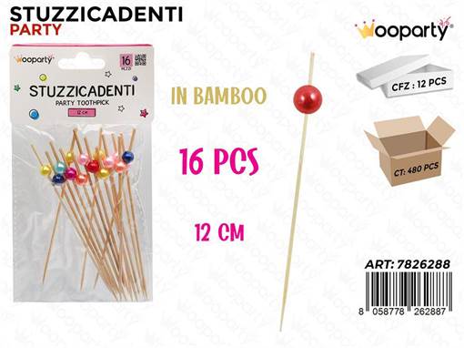 Stuzzicadenti Party In Bamboo 16Pcs 12Cm Pz Da 12**