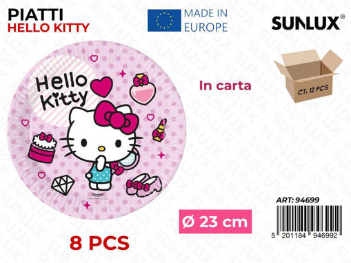 Piatti Monouso Carta Hello Kitty D.23Cm 8Pcs