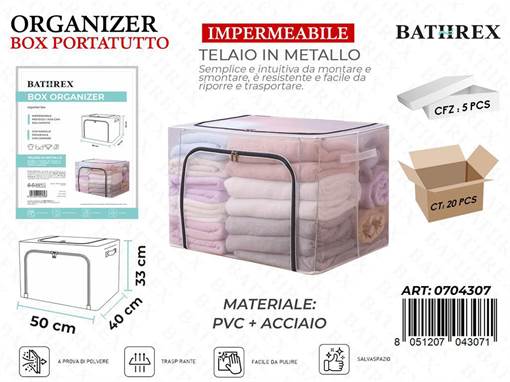 Bathrex Box 66L 50*40*33Cm C/Telaio In Metallo Retti