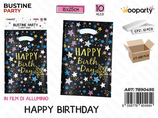 Wooparty Bustine Party H.B Nero 10Pcs 16*25Cm