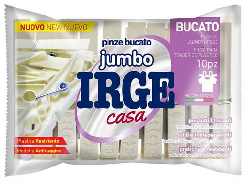 Irge Pinze Bucato Jumbo 10 pezzi, Antiruggine