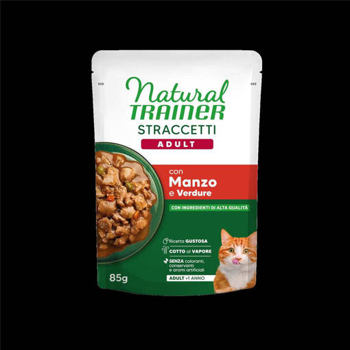 Natural Trainer Gatto Straccetti Adulto Manzo 85G