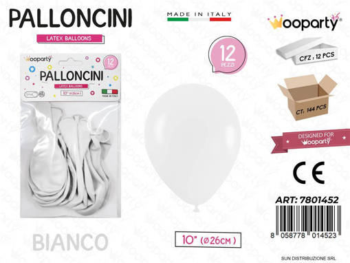 Wooparty Palloncini Bianchi D.26 Cm 12 Pz