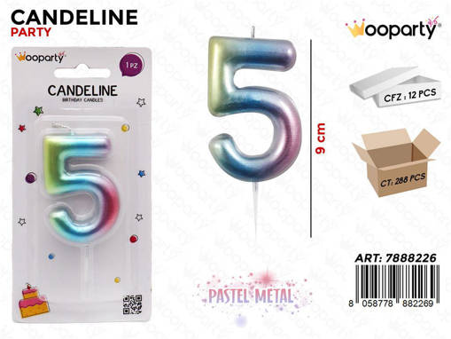 Candeline Pastel Metal N. 5 9Cm /Pz Da 12**