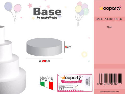 Wooparty D.20 X H. 5 Base Rotonda Polistirolo Pz Da 10**