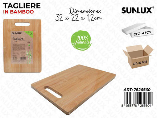 Sunlux Tagliere In Bamboo 32*22*1.2Cm Pz Da 4**