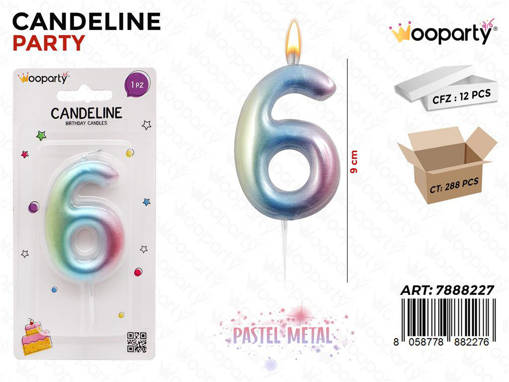 Candeline Pastel Metal N. 6 9Cm /Pz Da 12**