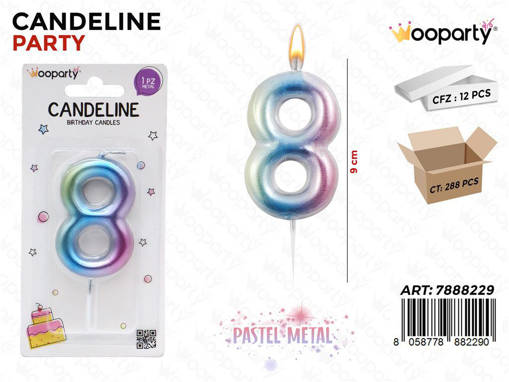 Candeline Pastel Metal N. 8 9Cm /Pz Da 12**