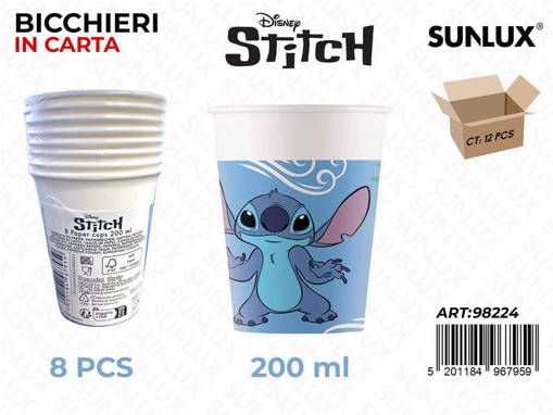 Bicchieri Carta Fsc Lilo E Stitch 200 Ml Cf 8