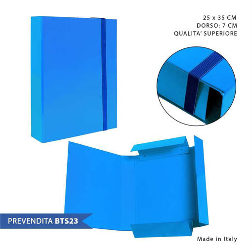 Pryma Cartella 3/L Elast.Piatto D7 25X35Cm Azzurro 0212500
