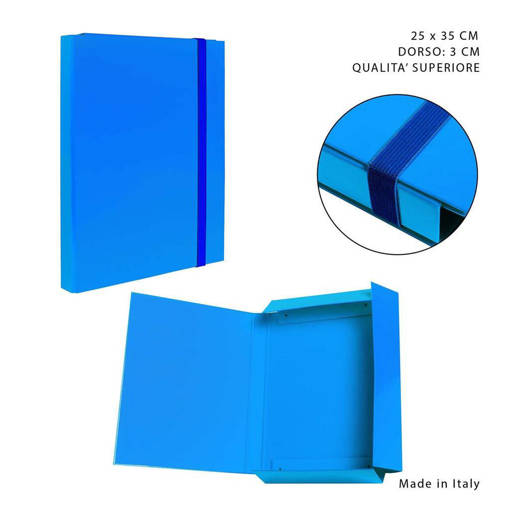 Pryma Cartella 3/L Elast.Piatto D3 25X35Cm Azzurro 0212490