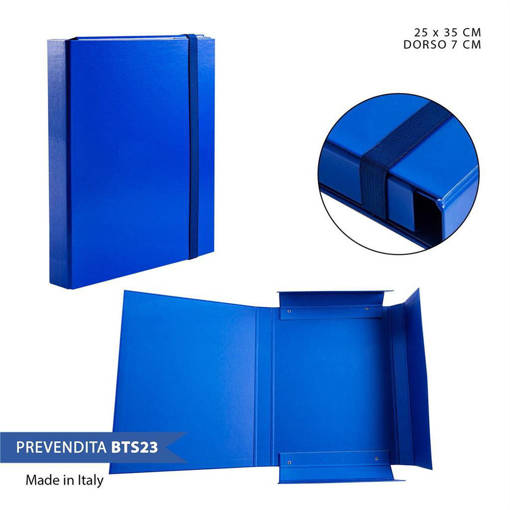 Pryma Cartella 3/L Elast.Piatto D7 25X35Cm Blu 0217394