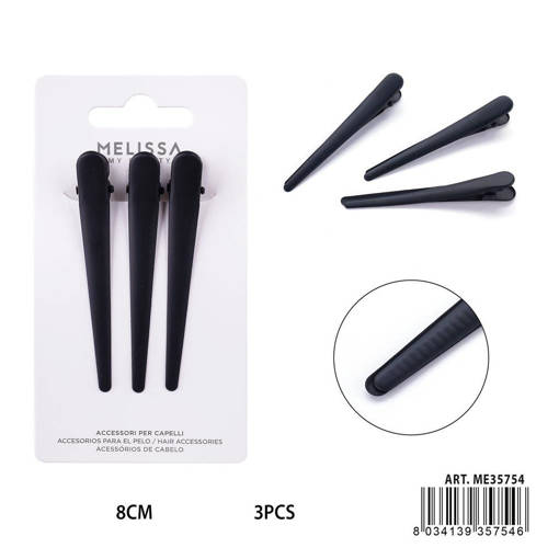 Melissa Mollette Capelli S/Nichel Nero 8Cm 3Pz
