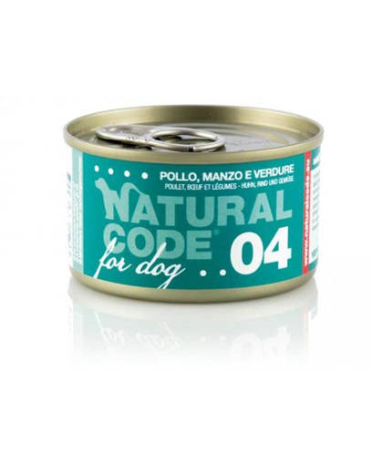 Natural Code Cane 04 Pollo, Manzo E Verdure, Lattina 90G