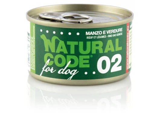 Natural Code Cane 02 Manzo E Verdure, Lattina 90G