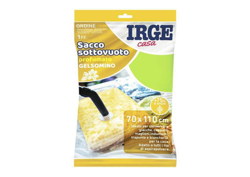 Irge Sacco Sottovuoto Profumato, 70x110 cm, 1 pezzo, Valvola di Sicurezza, Fragranza di Gelsomino