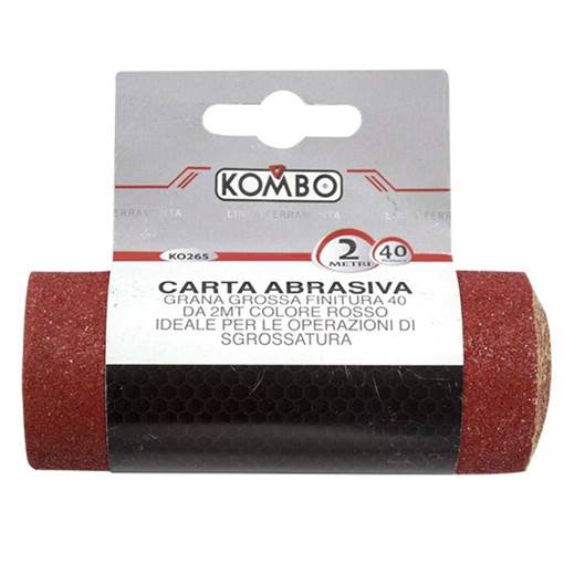 Kombo Carta Abrasiva A Grana Grossa: Finitura 40. 2Mt. Colore  Rosso