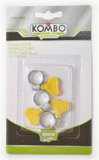 Kombo Set 3 Pezzi Fascette Stringitubo In Acciaio Al Carbonio  Zincato Con Maniglia A Farfalla In Plastica Colorata, 3/4,  12-19 Mm