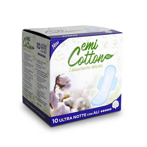 Emi Cotton Bio Assorbenti Ultra Notte con Ali 10 pezzi