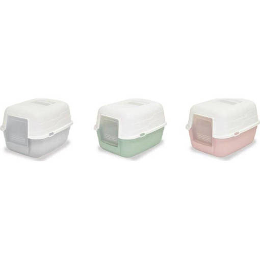Petmax Lettiera Gatto PRATIC 48x38x32h, 1 pezzo colori assortiti (Bianco/Verde, Bianco/Rosa)