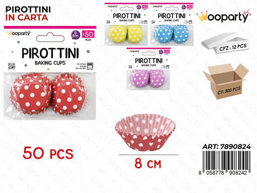 Pirottini A Pois Col. Ass. D.8Cm H.2.5Cm 50Pc /Pz Da 12**