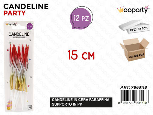 Wooparty Candeline Party Gradient 12Pcs 15Cm