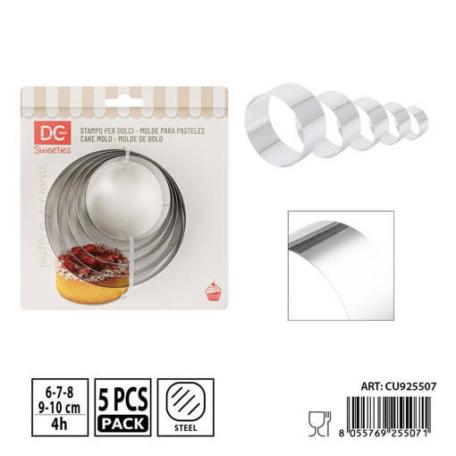 Dc Casa Stampo Dolci Tondo 6-7-8-9-10Cm H4Cm 5Pz