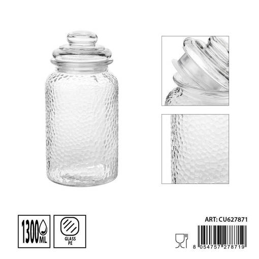 Dc Casa Barattolo Vetro C/Cop.1300Ml 11X23Cm