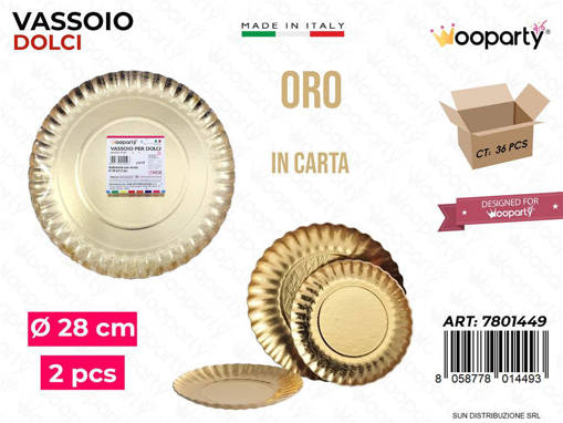 Wooparty Vassoio Per Dolci Riccio Oro D.28Cm 2Pcs /Pz Da 12**