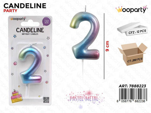 Candeline Pastel Metal N. 2 9Cm /Pz Da 12**