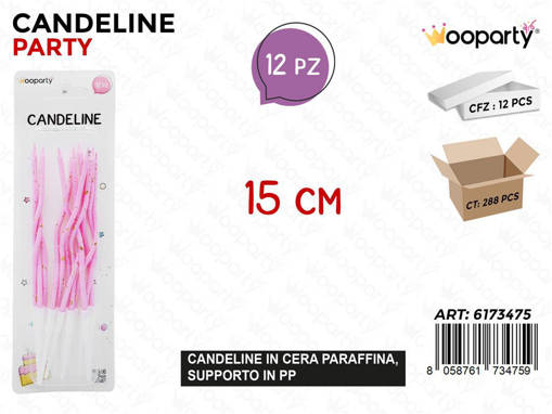 Sunlux Candeline Party Rosa-Oro 12Pcs 15Cm