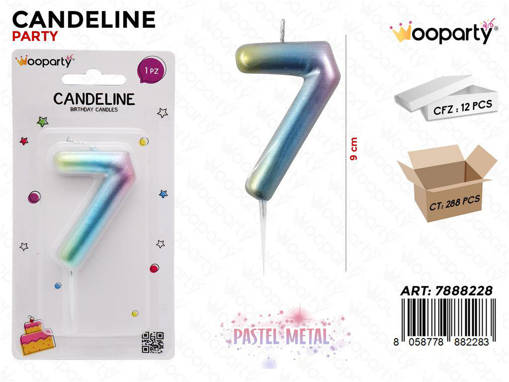 Candeline Pastel Metal N. 7 9Cm /Pz Da 12**