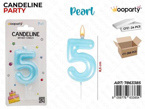 Wooparty Candeline Cel. Pearl N.5 8.5Cm /Pz Da 24**
