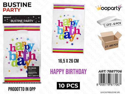 Wooparty Bustine Party H. Birthday In Pp 10Pcs 16.5*26Cm /Pz Da 12**