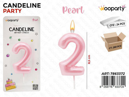 Wooparty Candeline Rosa Pearl N.2 8.5Cm /Pz Da 24**