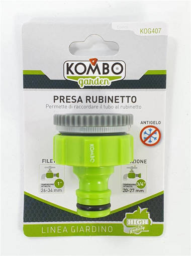 Kombo Presa A Rubinetto Adatta Per Rubitetti Filettati 1" (33,3 Mm) E Riduzione Per Rubinetti Filettati 3/4 (26,5 Mm)  In Abs Vergine. Permette Di Raccordare Il Tubo Al Rubinetto. Facile, Comoda E Senza Bisogno Di Attrezzi, Antigelo, Guarnizione Inclusa