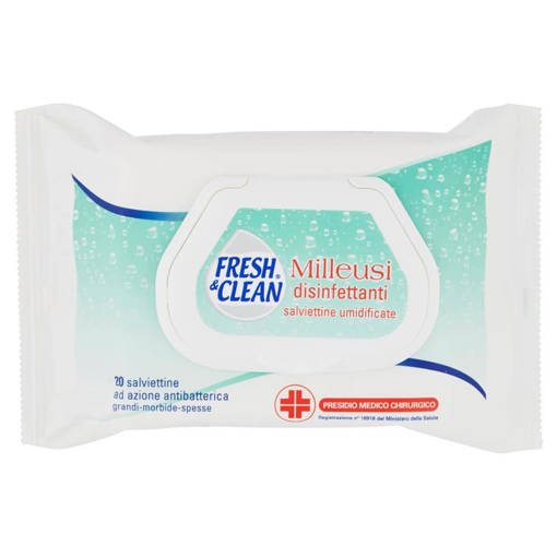 Fresh & Clean Milleusi salviettine Disinfettanti Umidificate 20 pz
